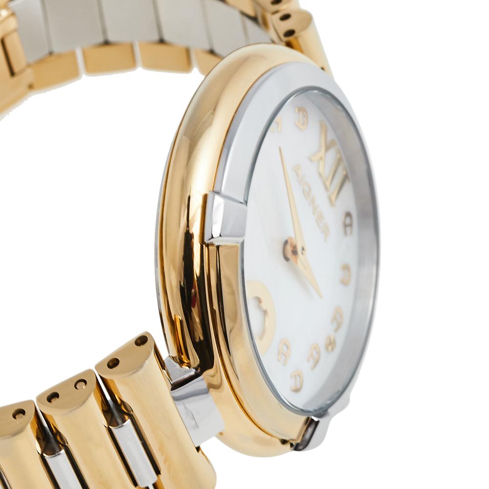 Aigner Perlmutt zweifarbige Gorizia Damenarmbanduhr aus Edelstahl 33 mm (Zeitgenössisch)