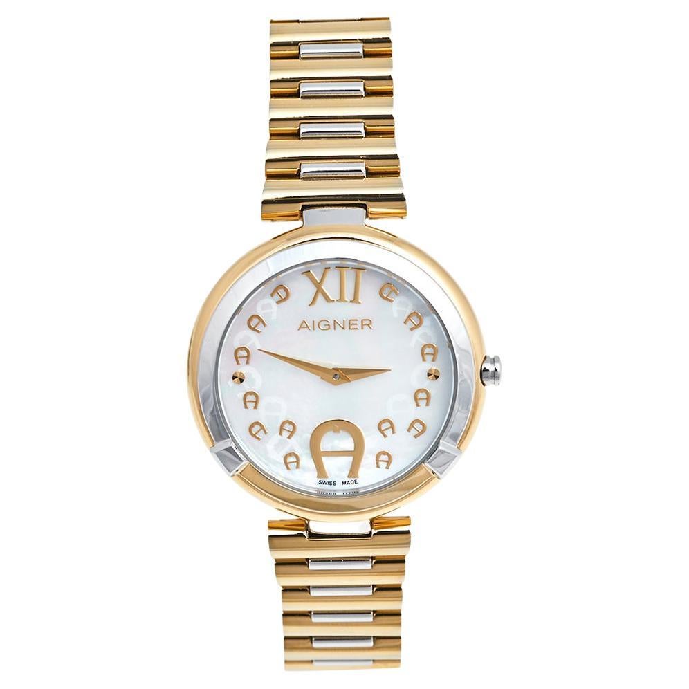 Aigner montre bracelet Gorizia pour femme 33 mm en acier inoxydable bicolore et nacre