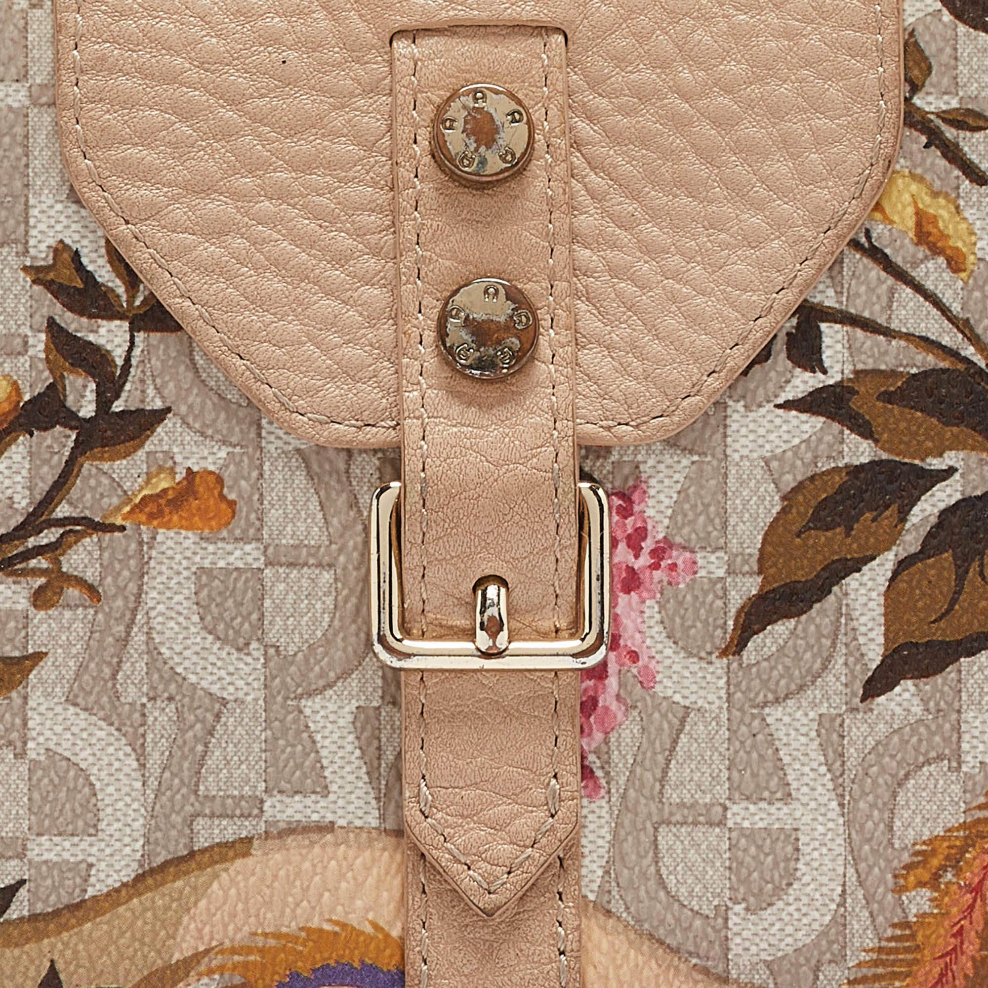 Aigner Multicolor Floral Print Coated Canvas and Leather Zip Compact Leather For Sale 4
