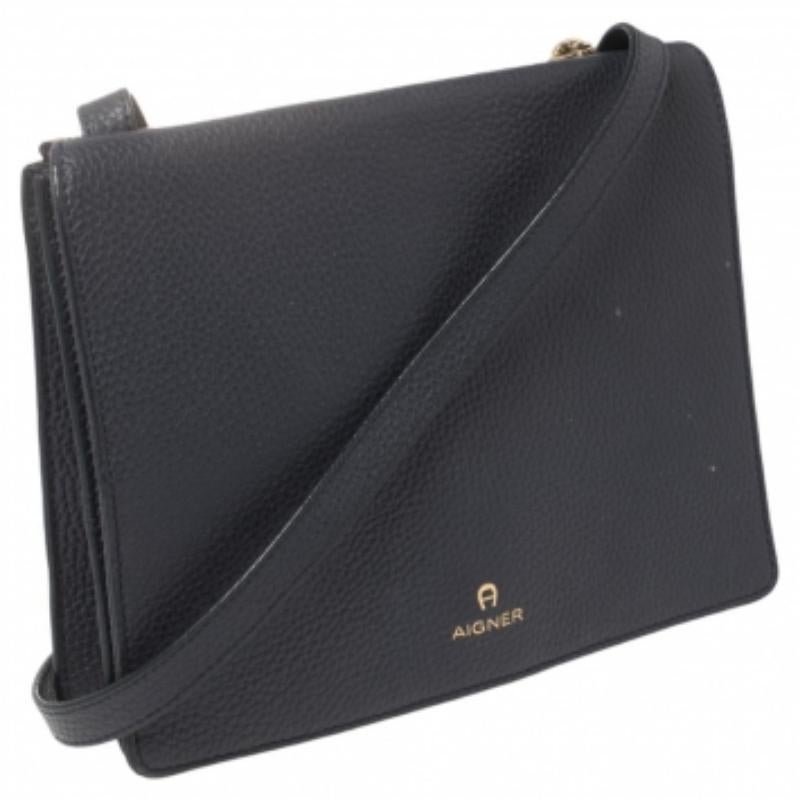 Women's Aigner Navy Blue Leather Flap Crossbody Bag For Sale