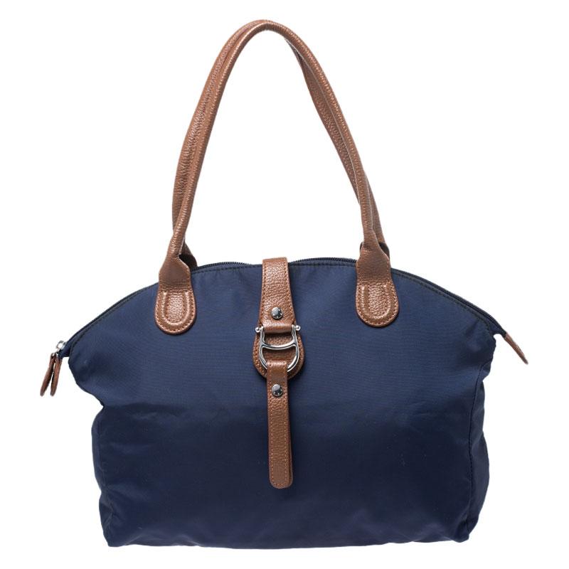 Aigner Navy Blue Nylon Piccolina Tote 1