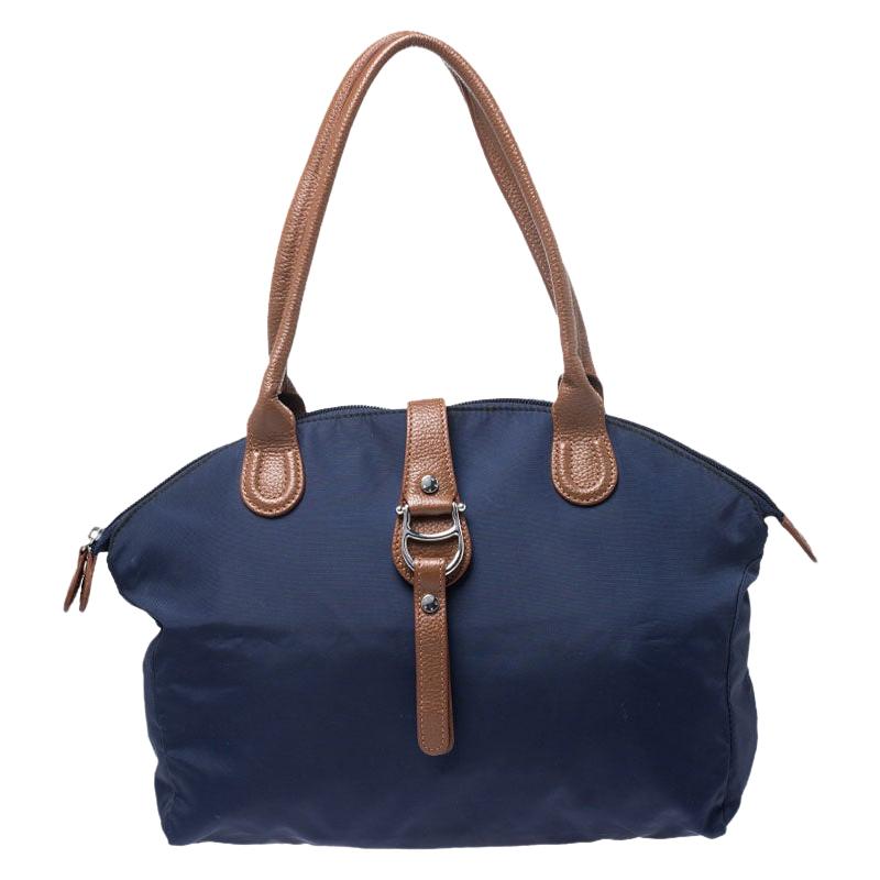 Aigner Navy Blue Nylon Piccolina Tote at 1stDibs