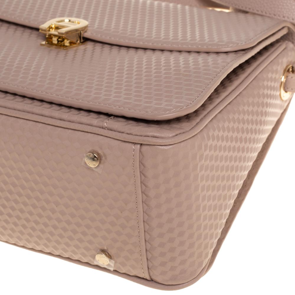 Aigner Borsa a manico alto in pelle goffrata rosa nudo Genoveva M. 6
