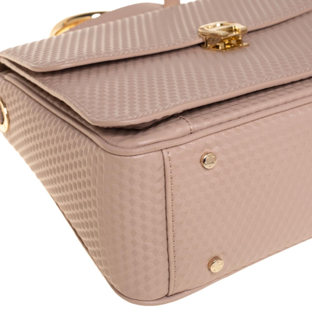 Aigner Borsa a manico alto in pelle goffrata rosa nudo Genoveva M. 7