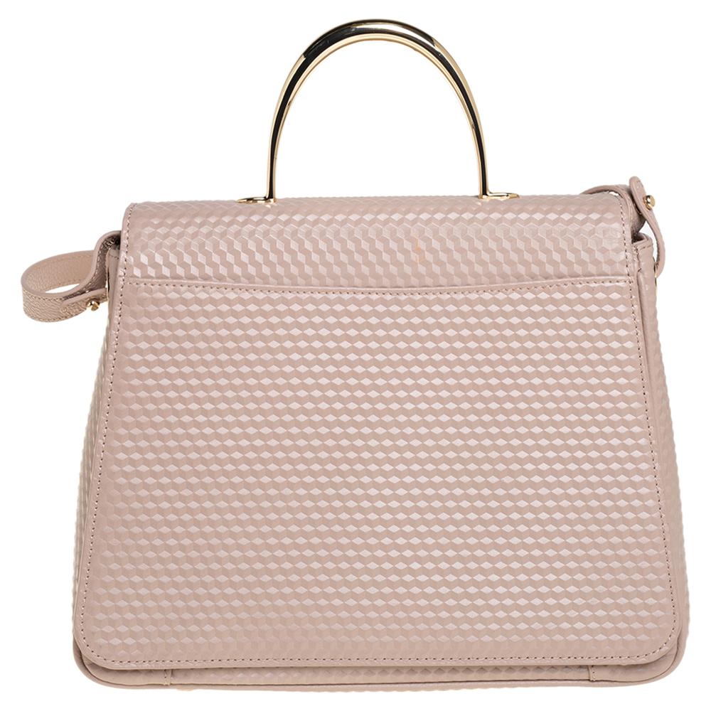 Aigner Borsa a manico alto in pelle goffrata rosa nudo Genoveva M. In condizioni ottime a Dubai, Al Qouz 2