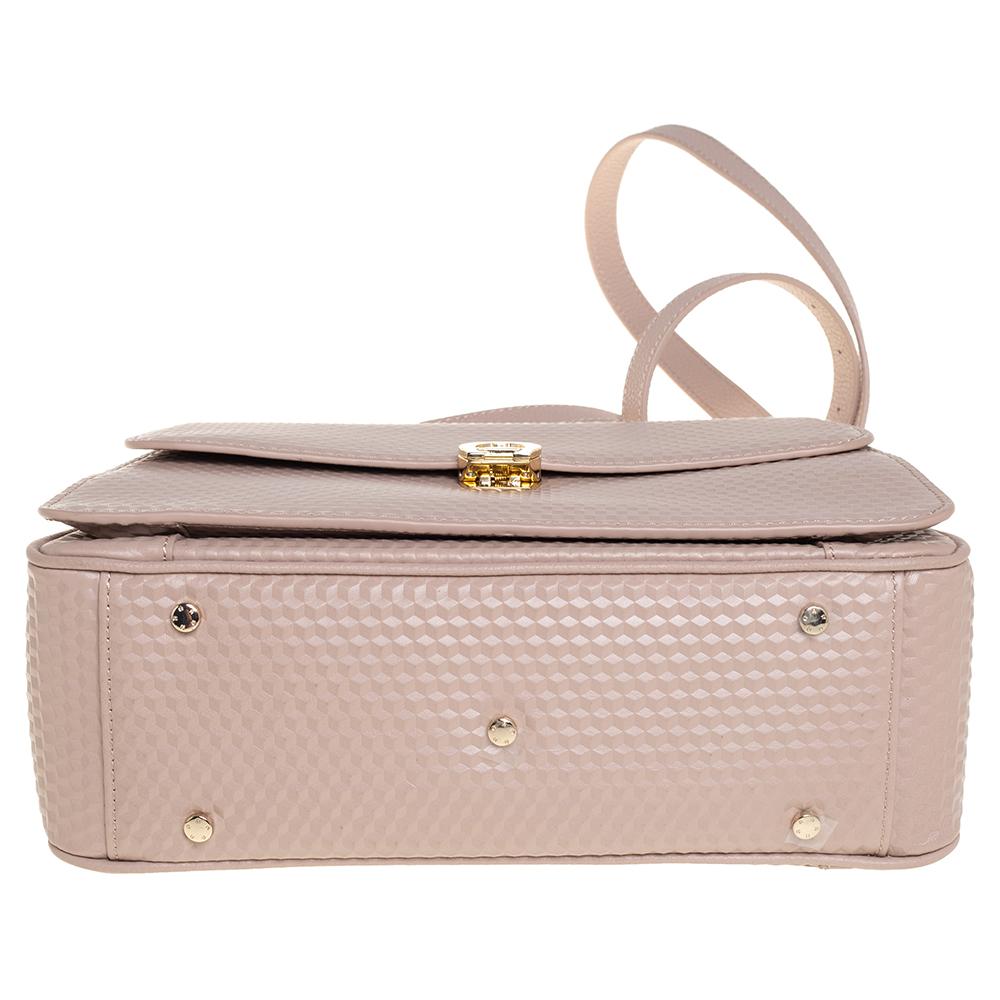 Donna Aigner Borsa a manico alto in pelle goffrata rosa nudo Genoveva M.