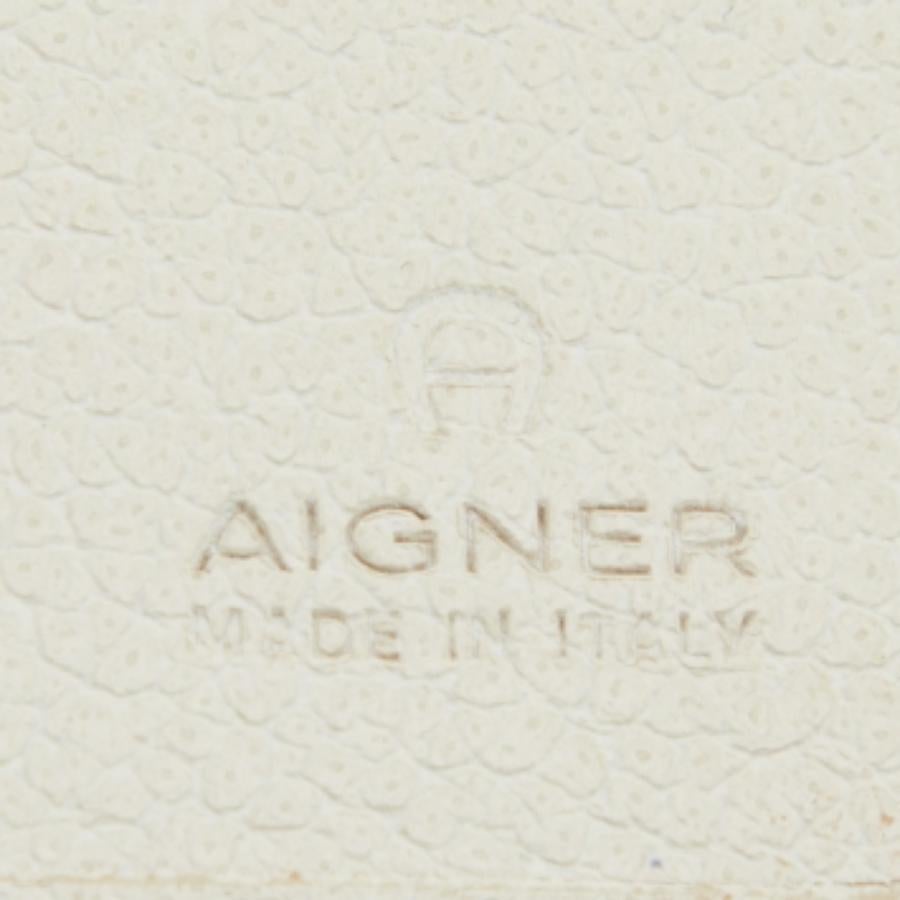 Cartera Continental Aigner de Piel Marrón/Blanco roto y Lienzo de Firma Gris en venta