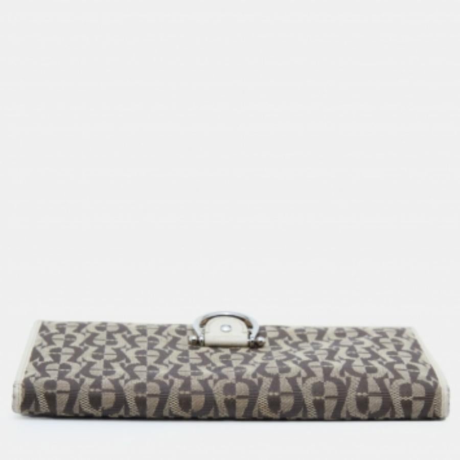 Cartera Continental Aigner de Piel Marrón/Blanco roto y Lienzo de Firma en venta 3