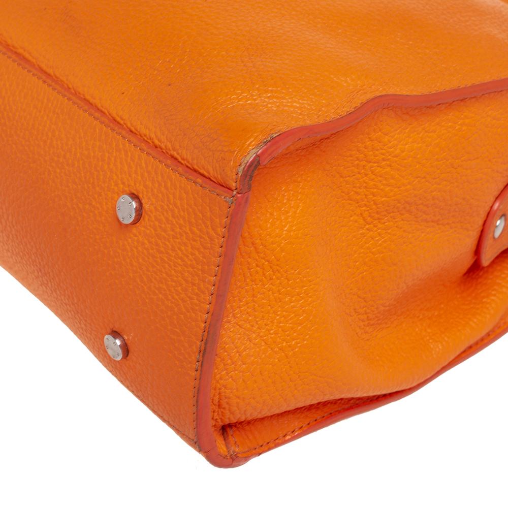Aigner Orange Grained Leather Cybill Tote For Sale 2