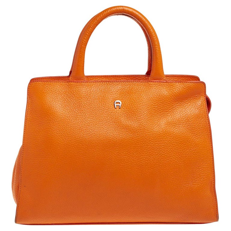 Aigner Orange Grained Leather Cybill Tote For Sale at 1stDibs | aigner tote  bag, aigner bags, aigner handbags