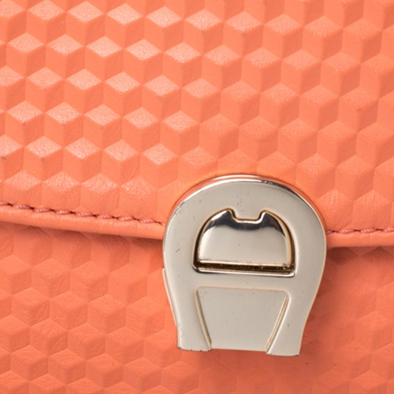 Aigner Orange Leather Genoveva Pochette Crossbody Bag 3
