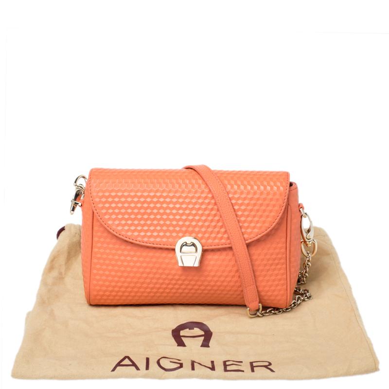 Aigner Orange Leather Genoveva Pochette Crossbody Bag 4
