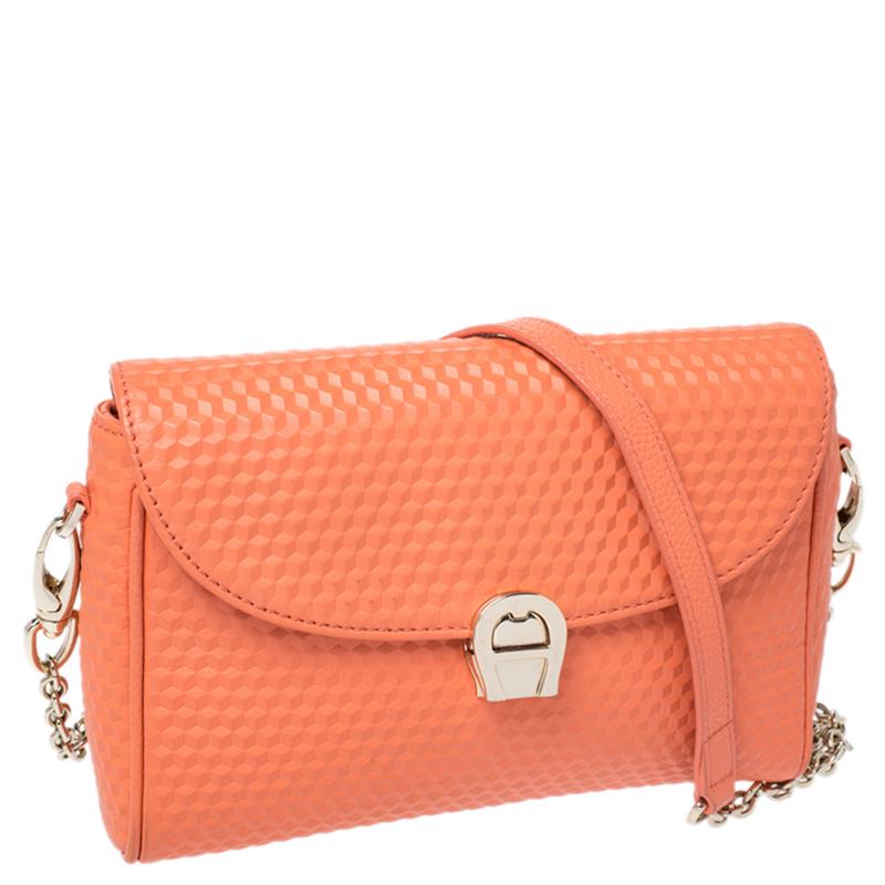 Aigner Orange Leather Genoveva Pochette Crossbody Bag 1