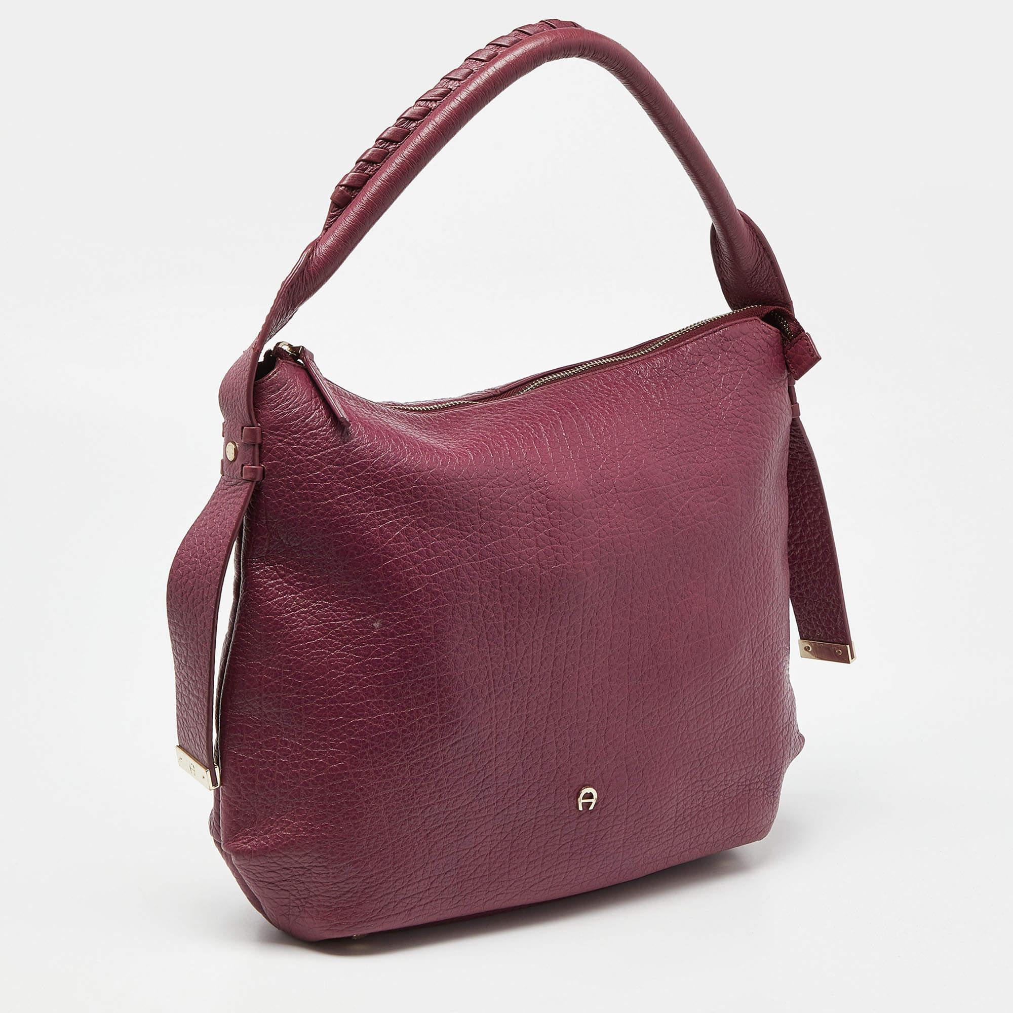 Brown Aigner Pink Leather Zip Hobo For Sale