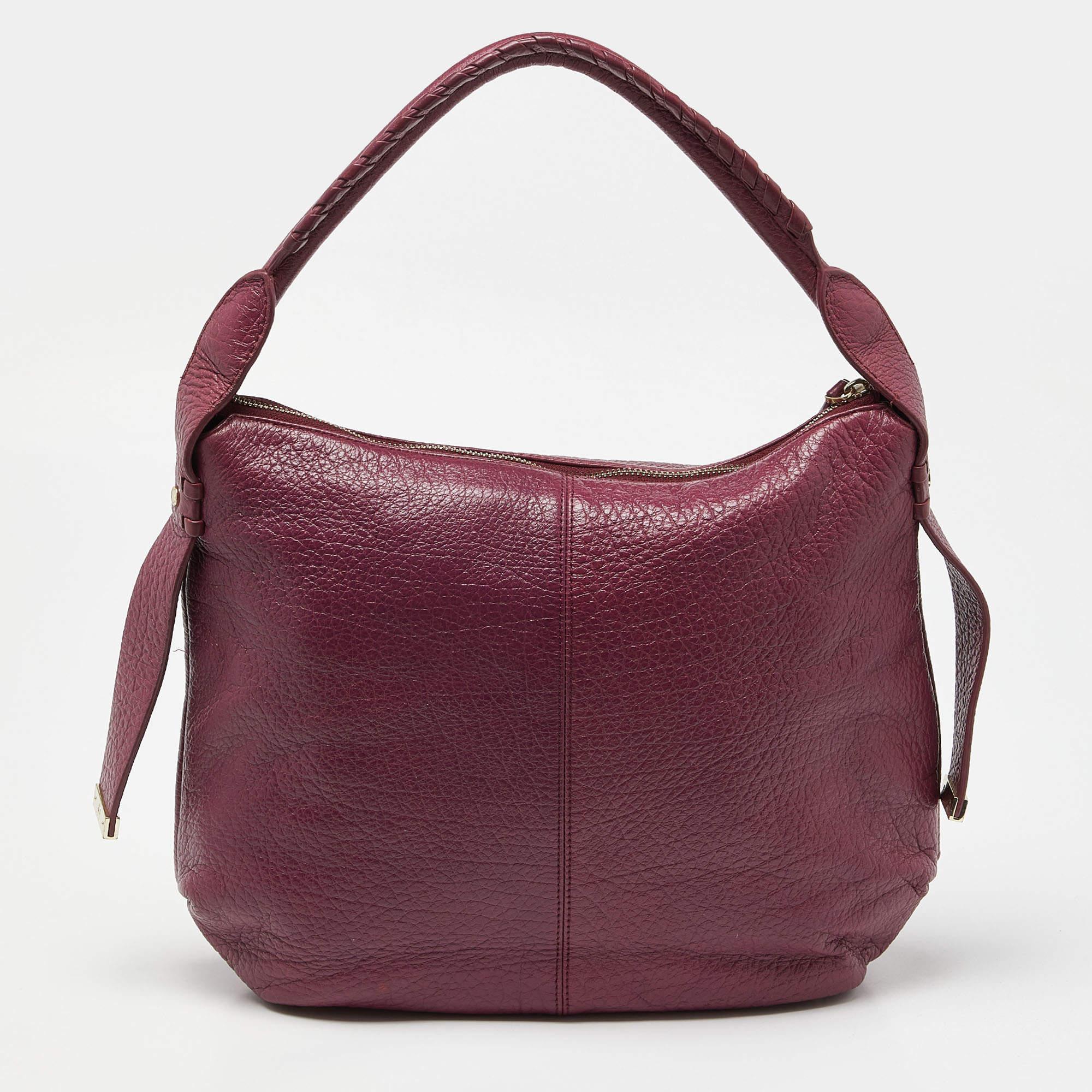 Aigner Pink Leather Zip Hobo In Excellent Condition For Sale In Dubai, Al Qouz 2