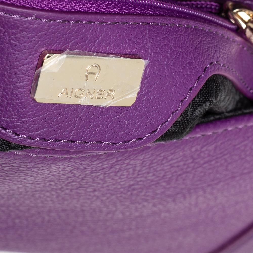Aigner Purple Leather Cavallina Flap Shoulder Bag 3