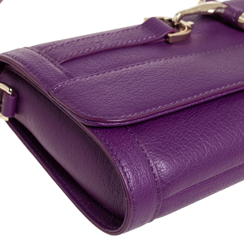 Aigner Purple Leather Cavallina Flap Shoulder Bag In Excellent Condition In Dubai, Al Qouz 2