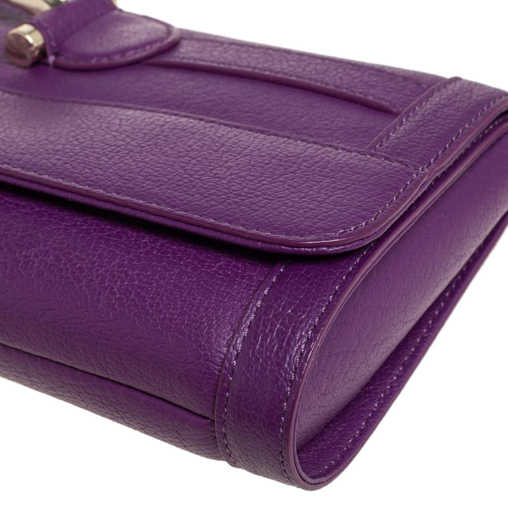 Aigner Purple Leather Cavallina Flap Shoulder Bag 2