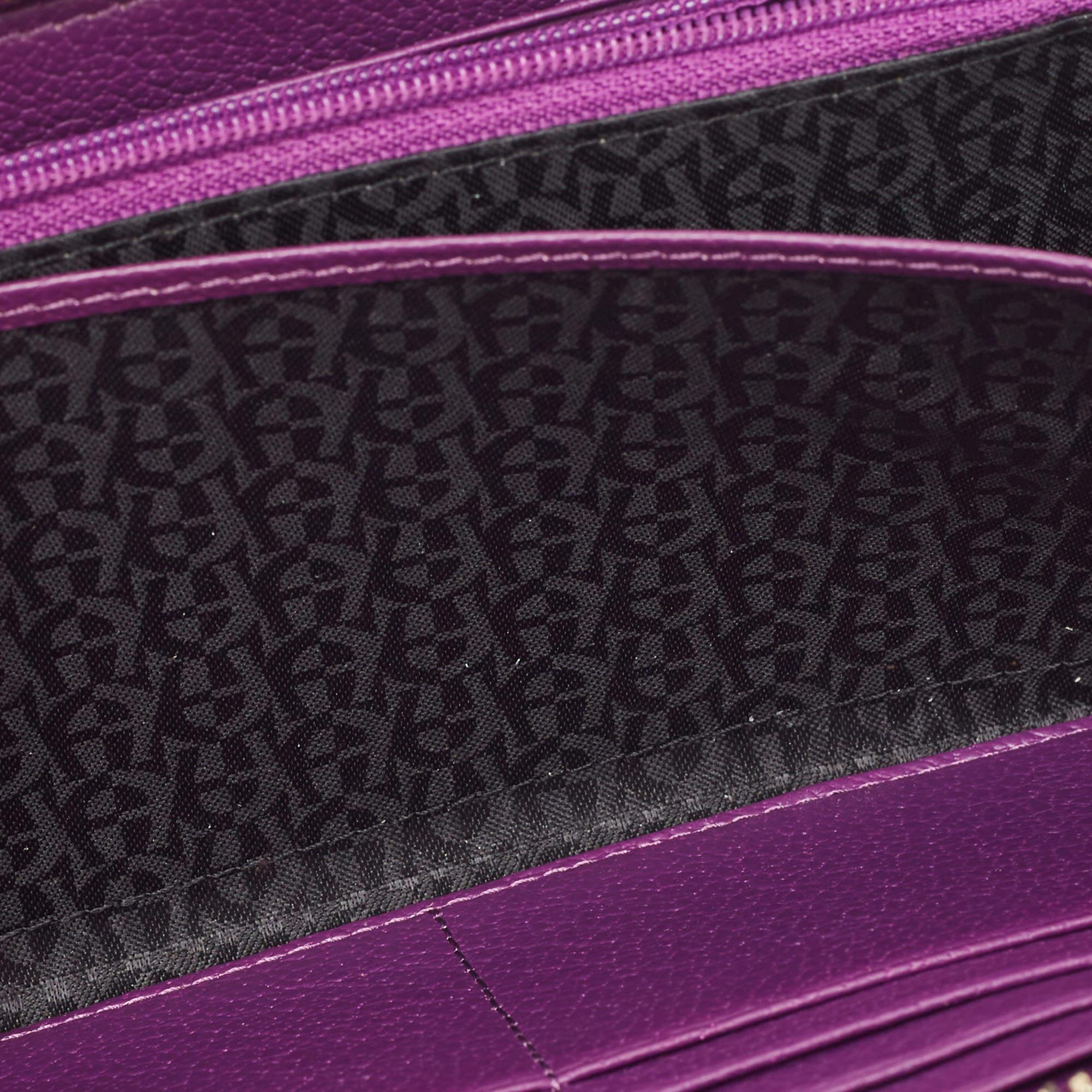 Gray Aigner Purple Leather Cavallina Tassel Continental Wallet For Sale