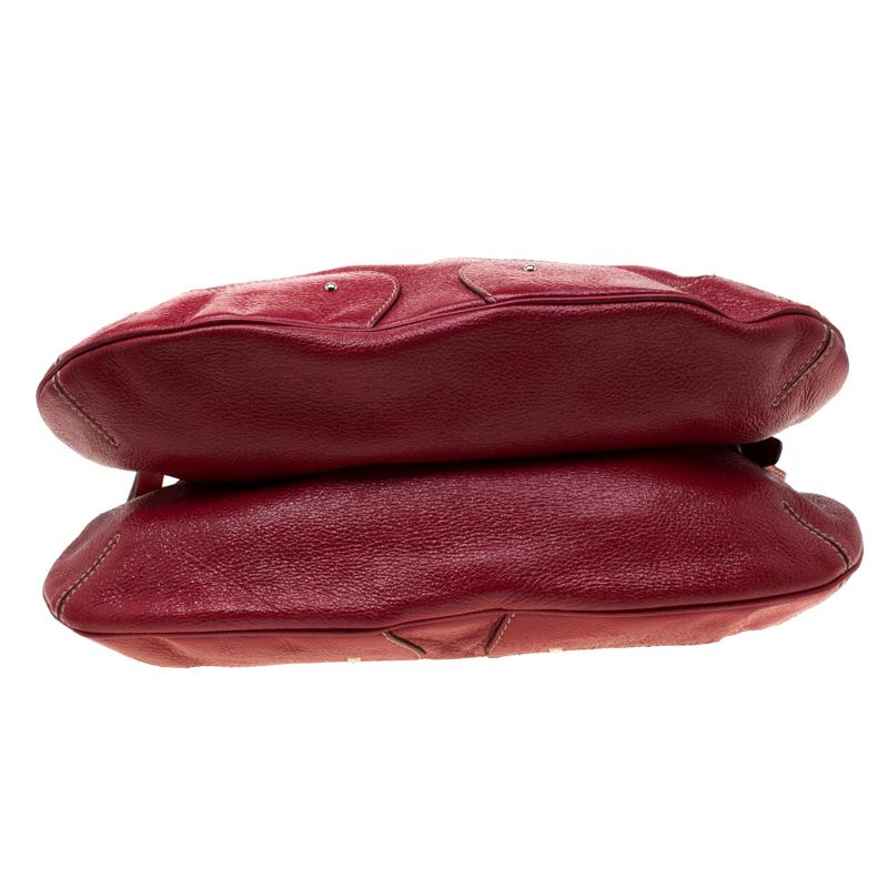 Women's Aigner Red Leather Tassels Hobo