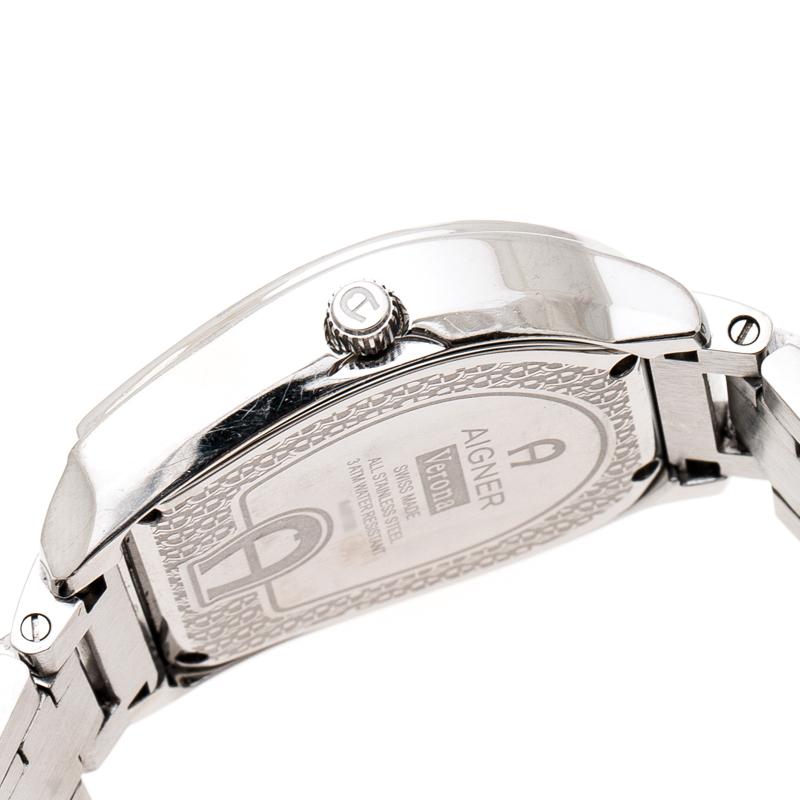 Contemporary Aigner Silver Stainless Steel Verona A48100 Women's Wristwatch 33 mm