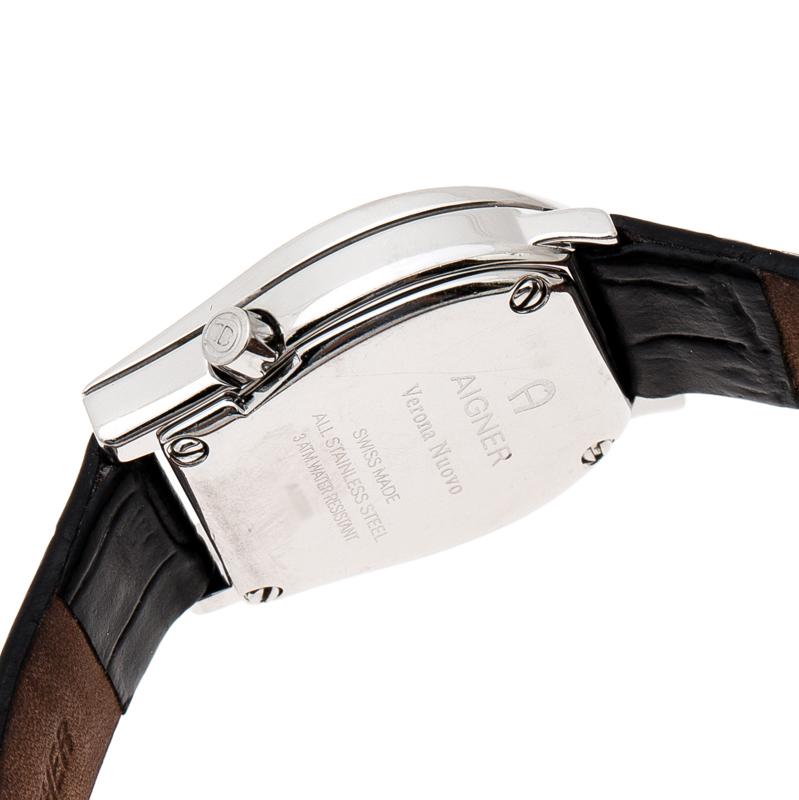Contemporary Aigner Silver Stainless Steel Verona Nuovo A22200 Women's Wristwatch 24 mm For Sale