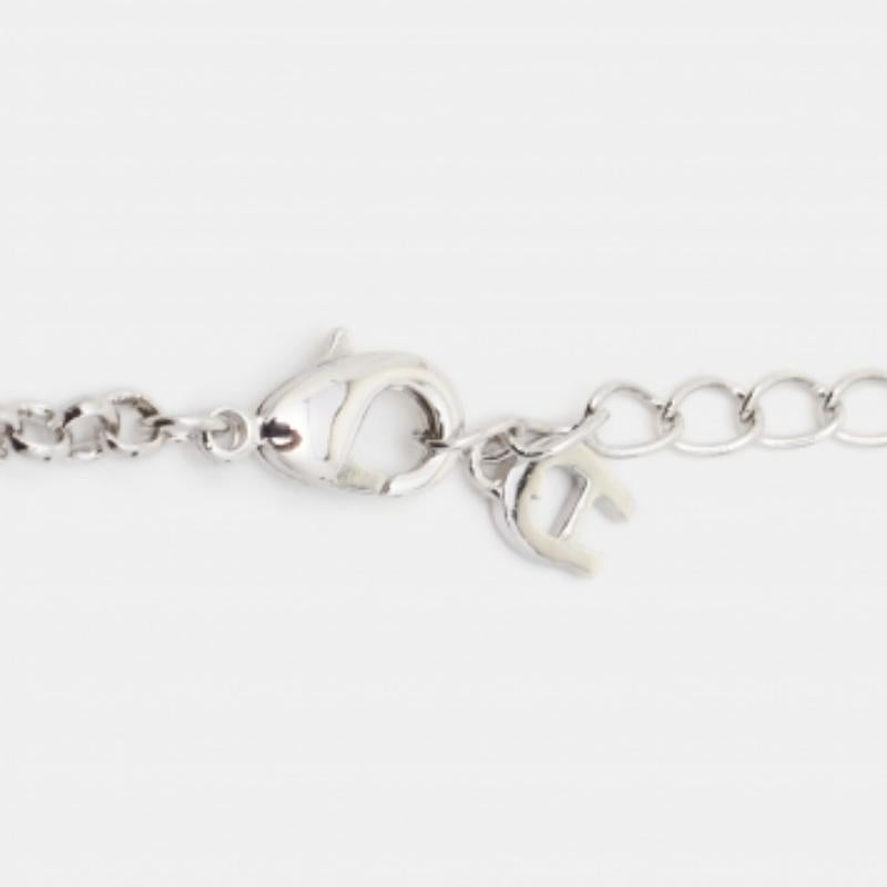 Aigner Silver Tone Chain Link Crystal Pendant Necklace For Sale 1