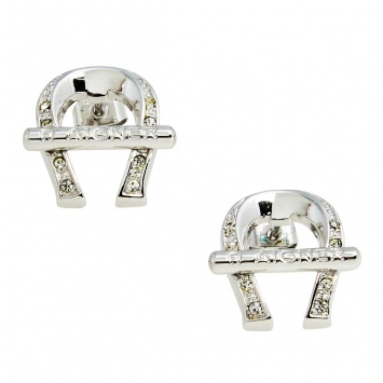 Aigner - Boucles d'oreilles logo en cristal argenté Pour femmes en vente