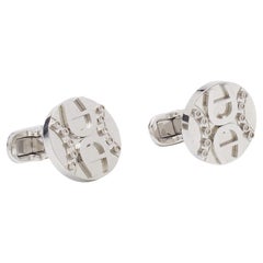 Boutons de manchette à logo rond d'Aigner en argent