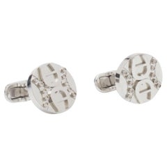 Boutons de manchette à logo rond d'Aigner en argent
