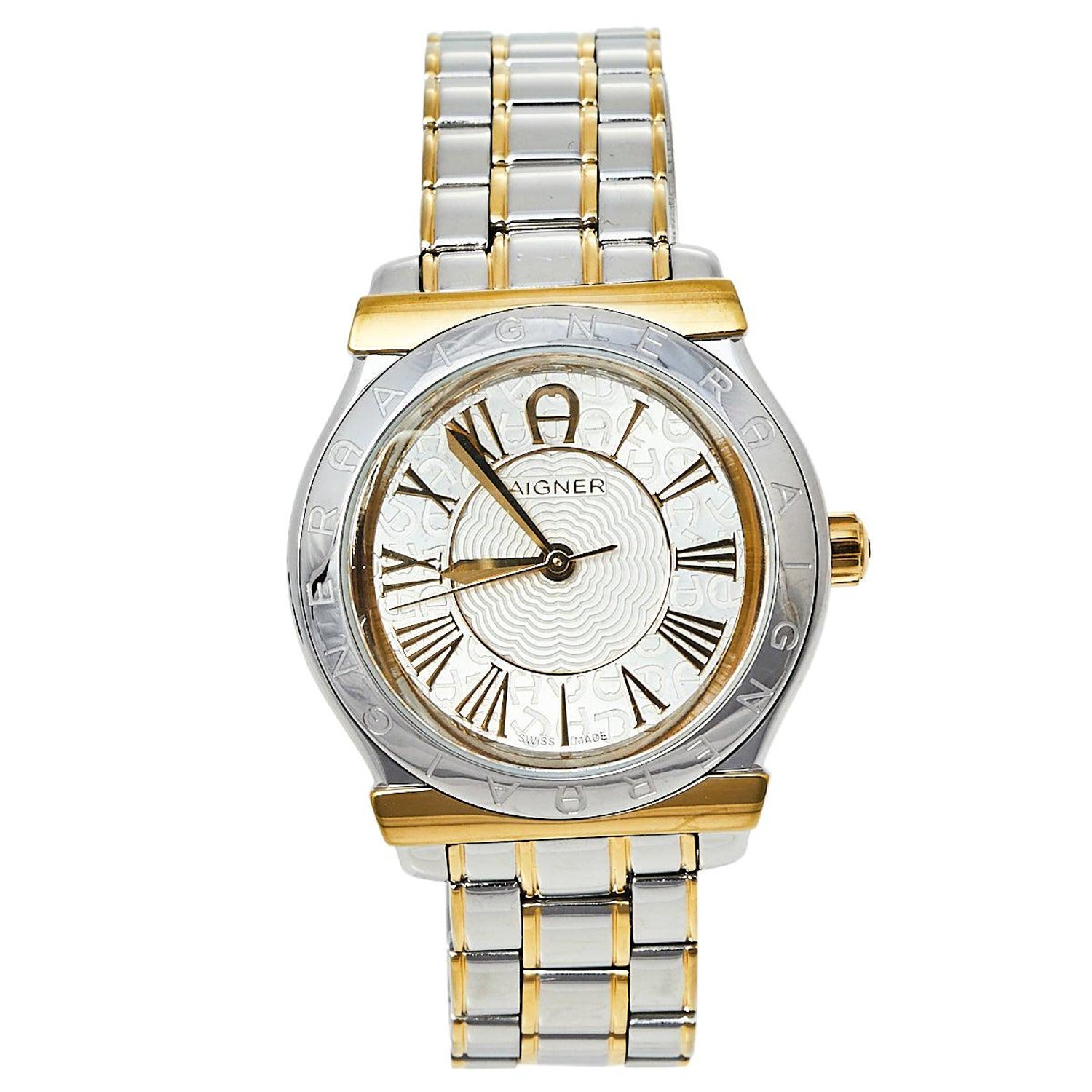 Aigner Silver Two-Tone Stainless Steel Bolzano A24134 Men's Wristwatch  34.50 mm at 1stDibs