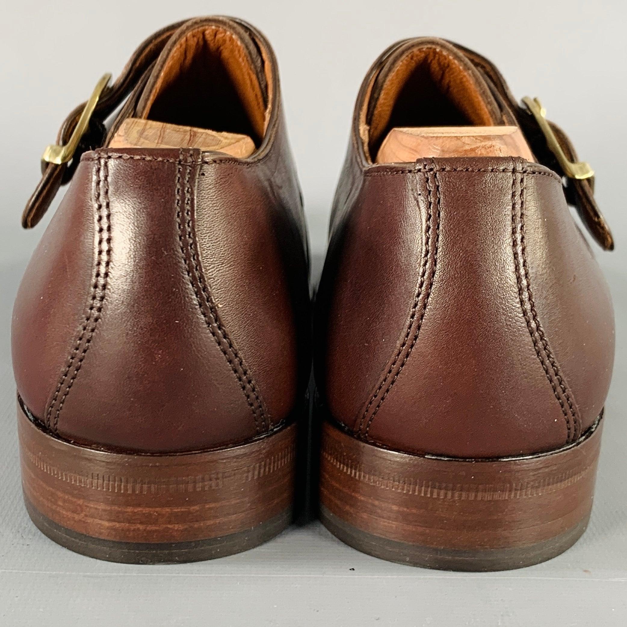 AIGNER Size 9.5 Brown Leather Monk Strap Loafers Shoes In Good Condition For Sale In San Francisco, CA