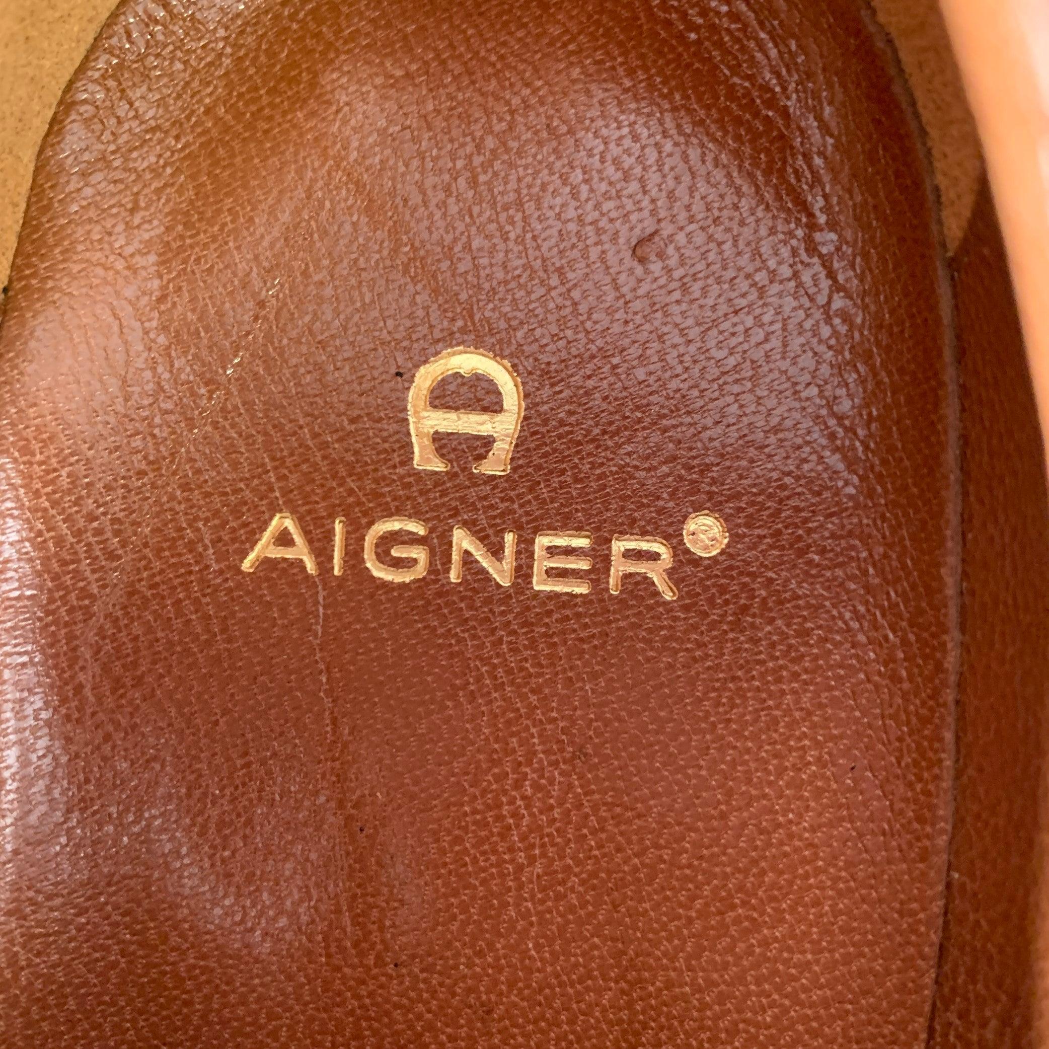 AIGNER Size 9.5 Brown Leather Monk Strap Loafers Shoes For Sale 3