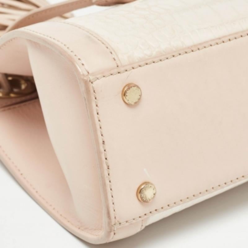 Aigner - Tote Cavallina in pelle rosa goffrata a due colori in vendita 5