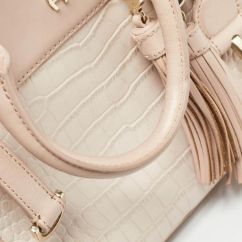 Aigner - Tote Cavallina in pelle rosa goffrata a due colori in vendita 2