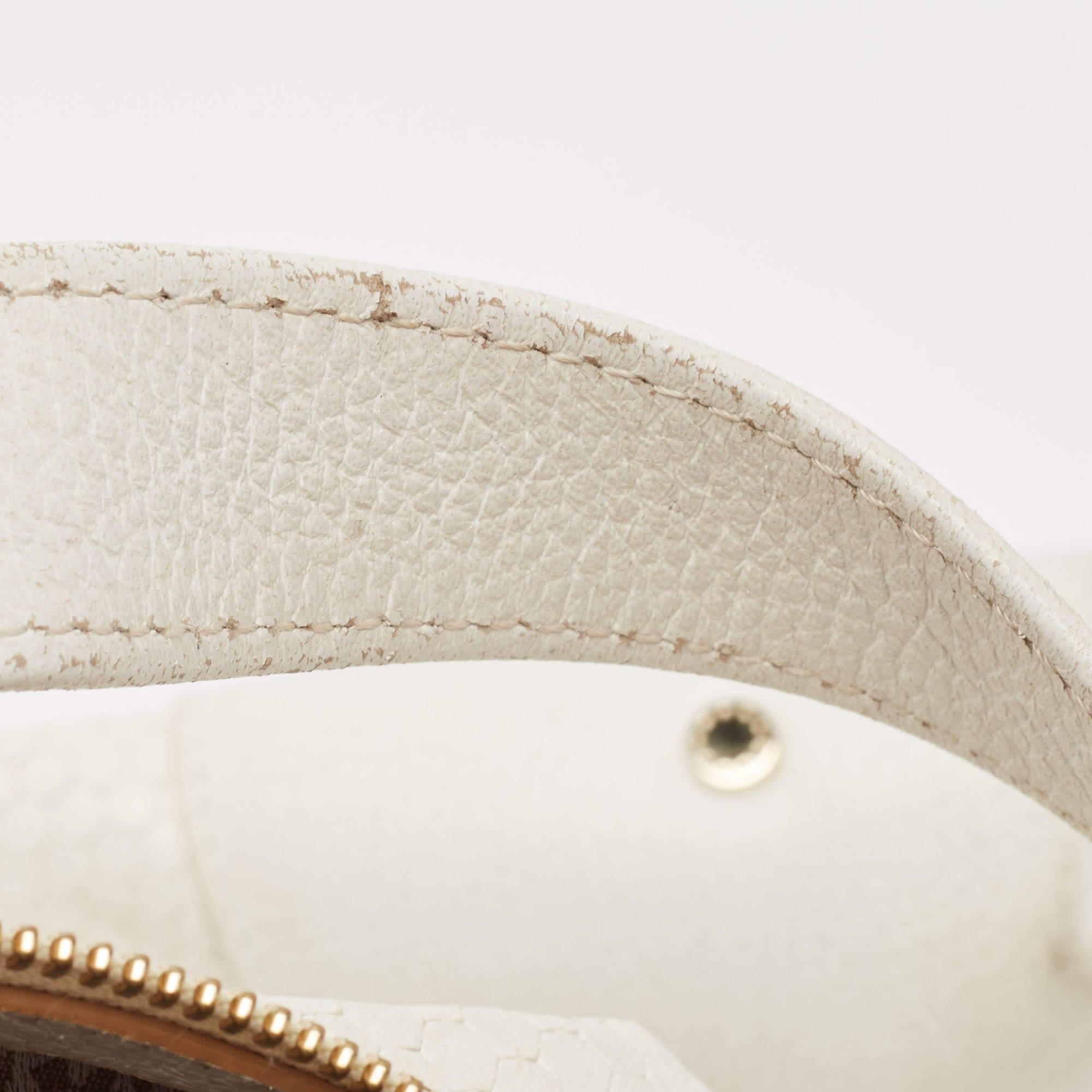 Aigner White Embossed Leather Zip Hobo For Sale 4