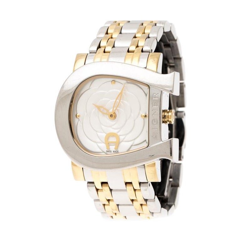 Aigner White Floral Stainless Steel Genua Due A31600 Women's Wristwatch 31  mm For Sale at 1stDibs | aigner a31600