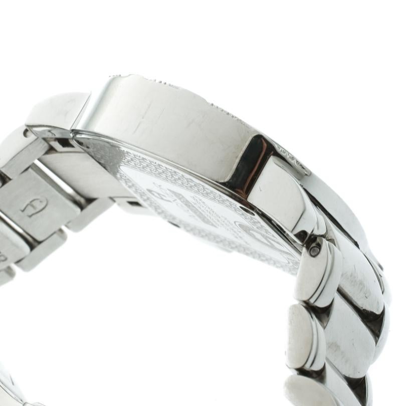 Contemporary Aigner White Mother of Pearl Diamonds Genua Due A31600 Women's Wristwatch 31 mm