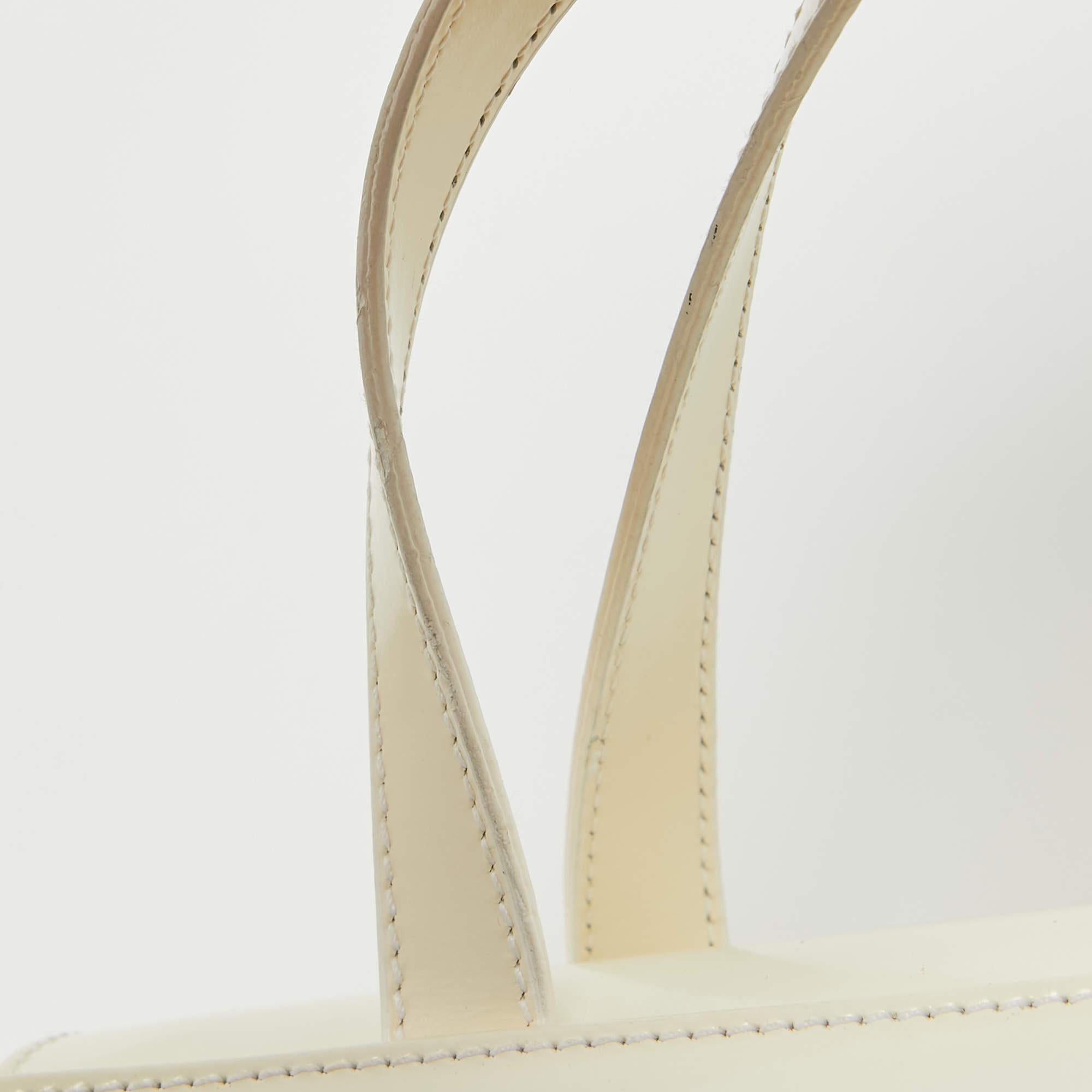 Aigner White Patent Leather Logo Flap Tote For Sale 3