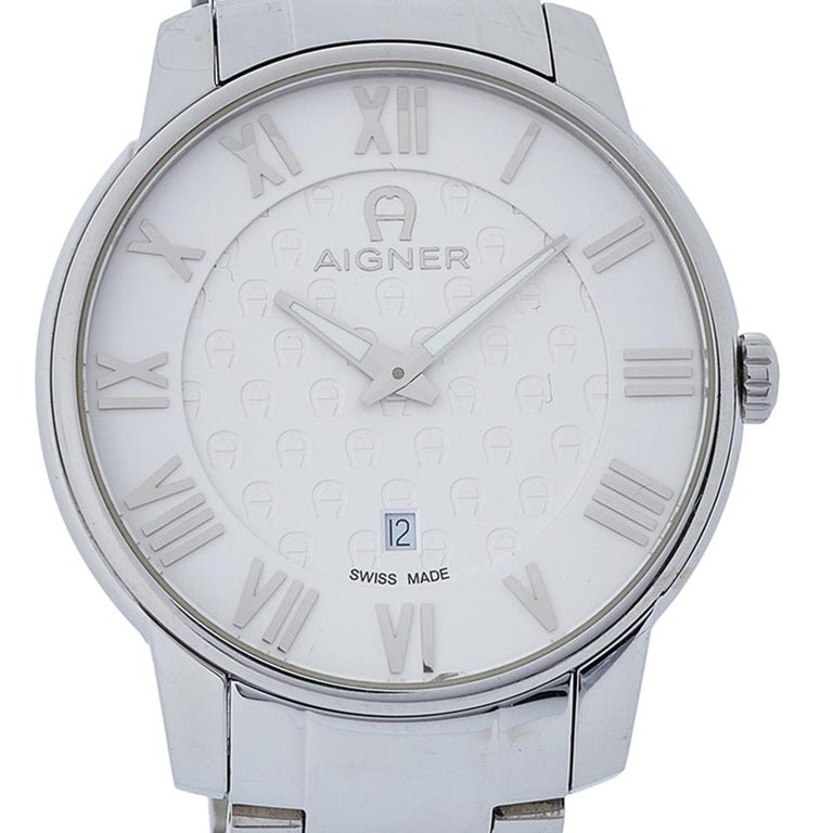 Aigner White Stainless Steel Padua A24000 Men's Wristwatch 42 mm For Sale  at 1stDibs