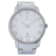 Aigner Montre-bracelet Padua A24000 en acier inoxydable blanc pour homme, 42 mm