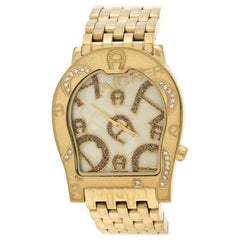 Aigner Yellow Mother of Pearl Gold Plated Steel Ravenna Women
s Wristwatch 33 mm
