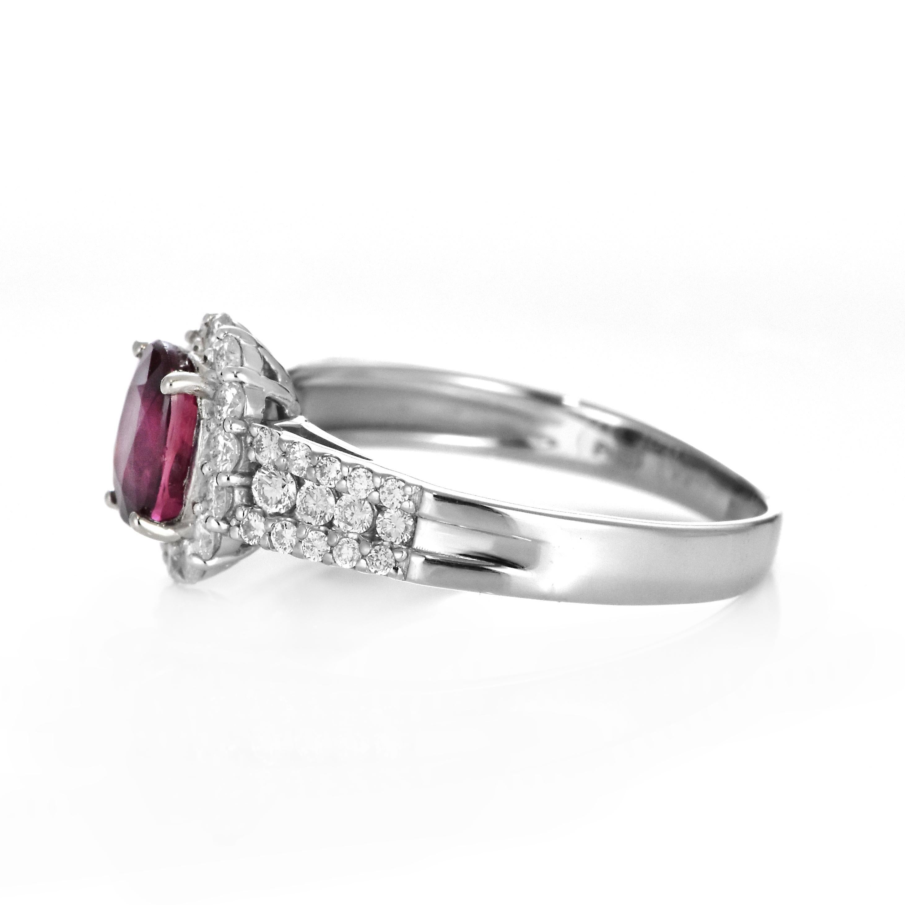 Bague en platine avec rubis certifié AIGS de 1,00 carat, naturel, non traité et non chauffé en vente 4