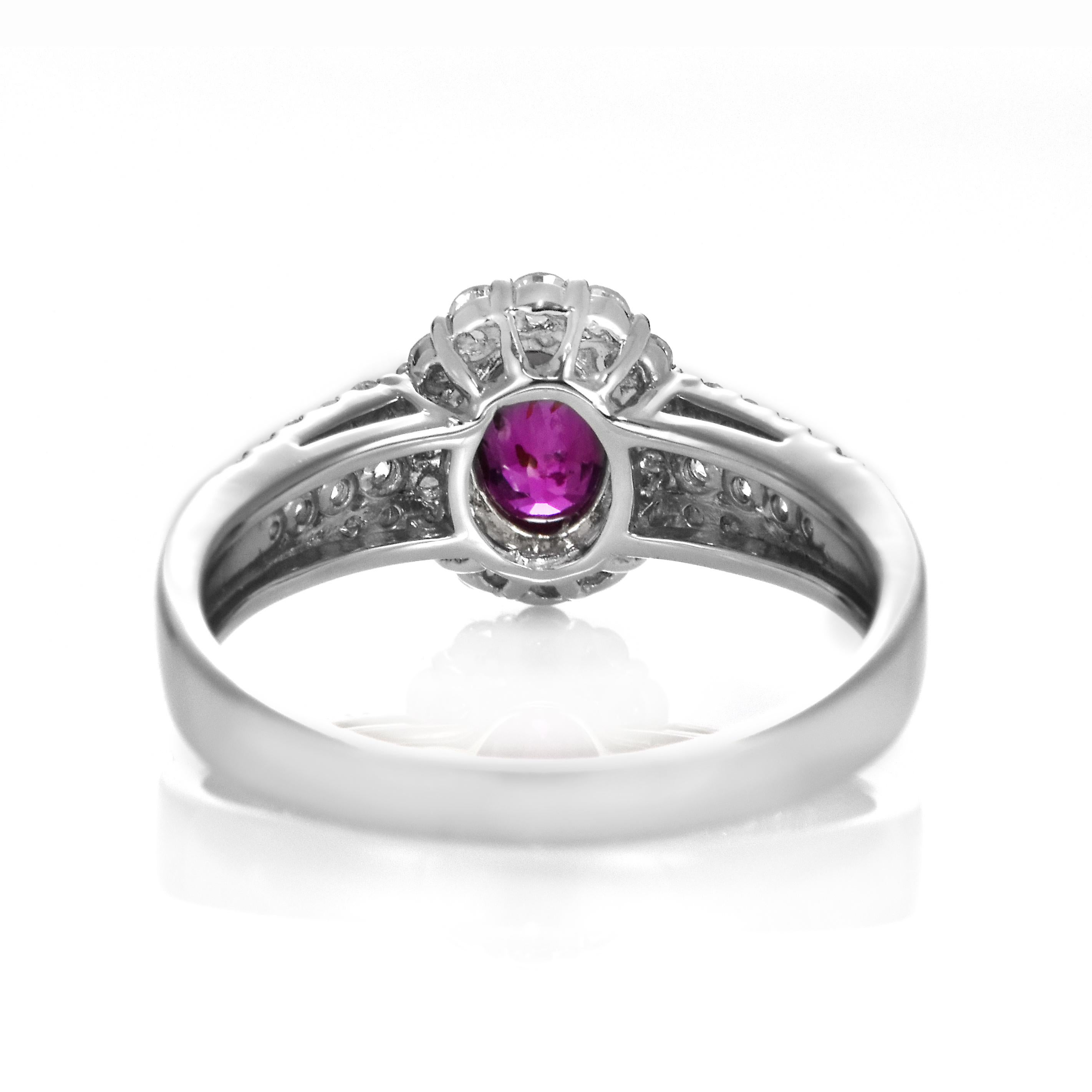 Bague en platine avec rubis certifié AIGS de 1,00 carat, naturel, non traité et non chauffé en vente 6