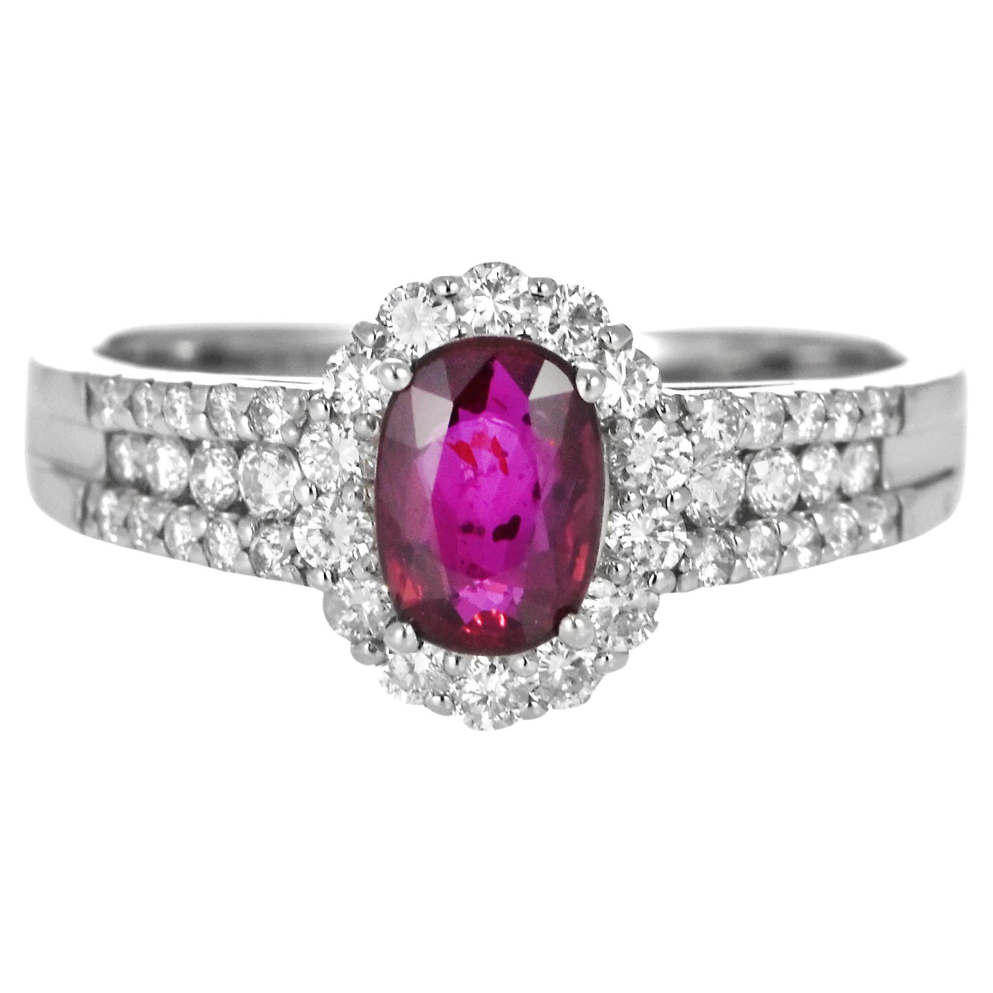 AIGS Certified 1.00 Carat Natural No Heat (Untreated) Ruby Ring made in Platinum