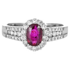 AIGS Certified 1.00 Carat Natural No Heat (Untreated) Ruby Ring made in Platinum