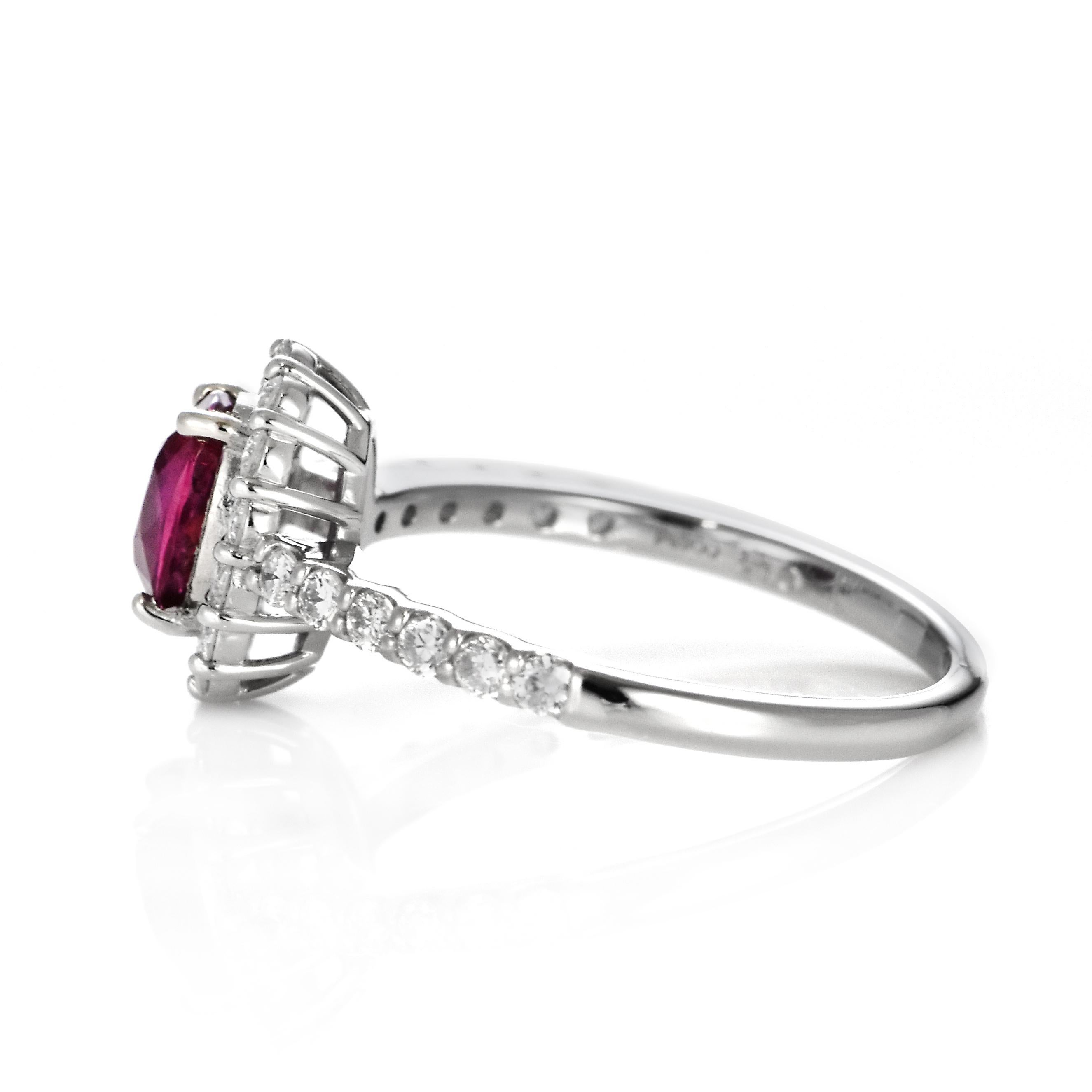 AIGS Certified 1.03 Carat Natural No Heat (Untreated) Ruby Ring made in Platinum For Sale 4