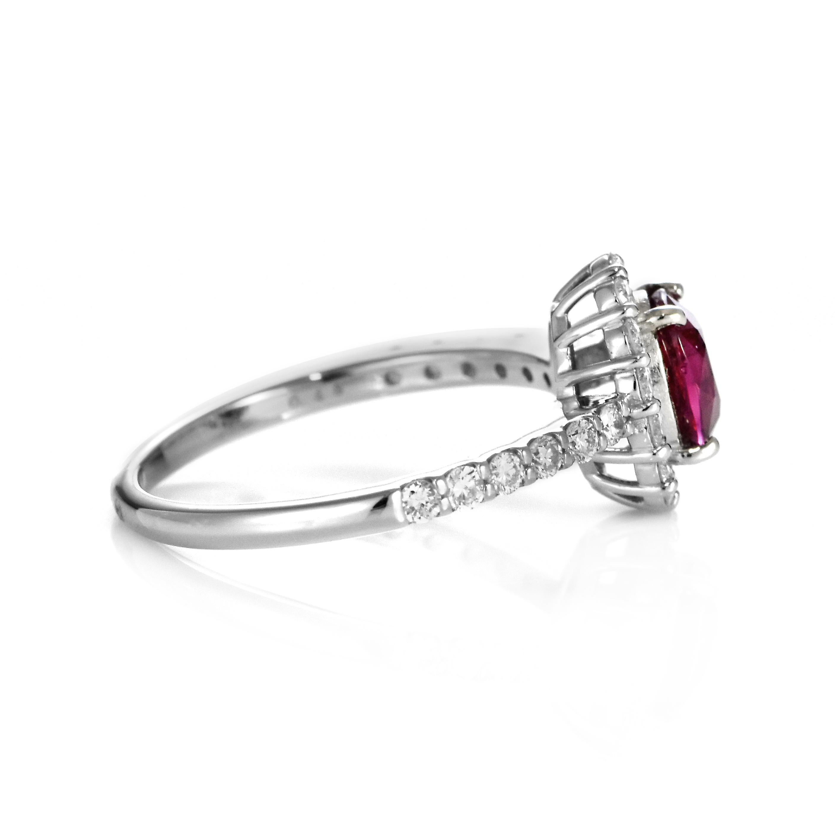AIGS Certified 1.03 Carat Natural No Heat (Untreated) Ruby Ring made in Platinum For Sale 5