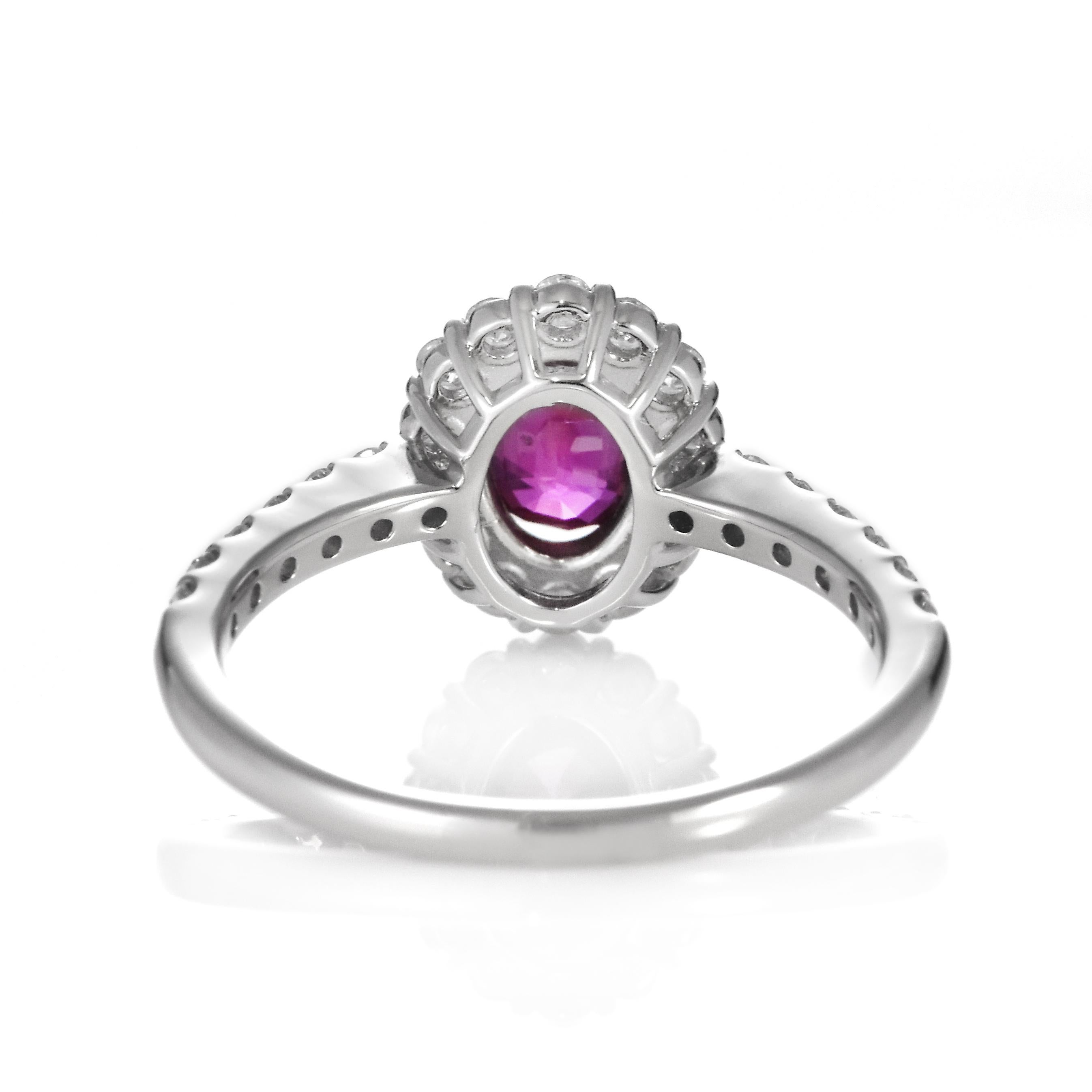 AIGS Certified 1.03 Carat Natural No Heat (Untreated) Ruby Ring made in Platinum For Sale 6