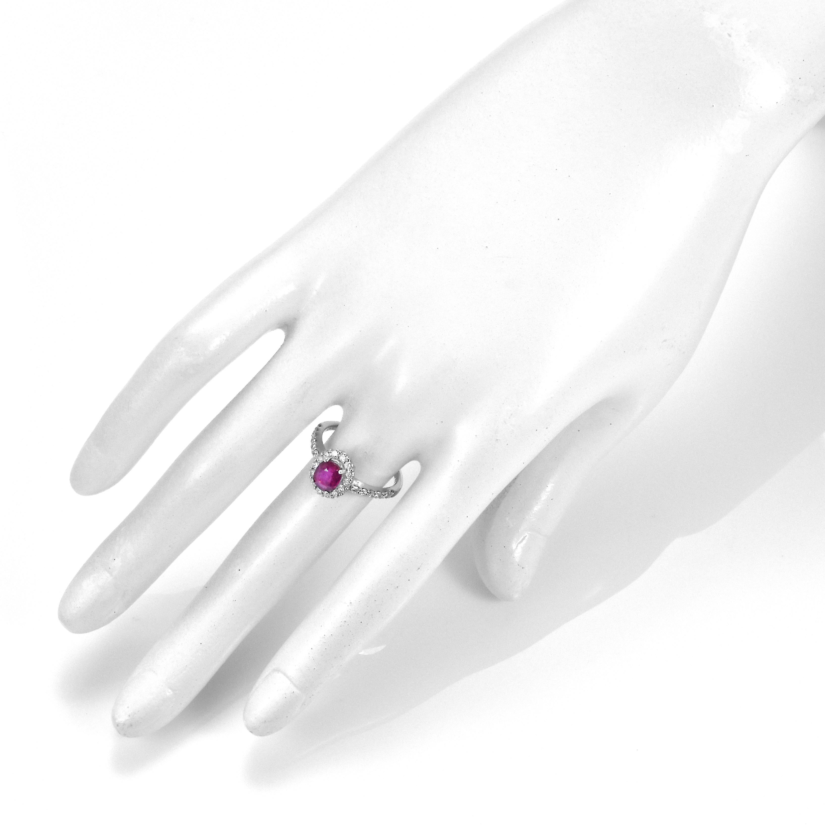 AIGS Certified 1.03 Carat Natural No Heat (Untreated) Ruby Ring made in Platinum In New Condition For Sale In Tokyo, JP